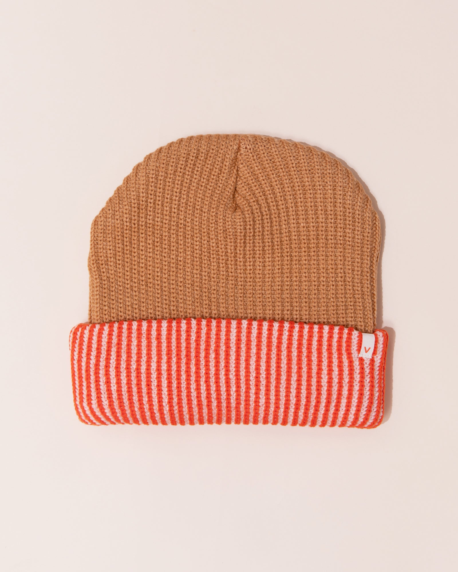 Verloop Stripe Cuff Beanie | Sand + Red