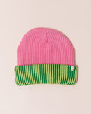 Verloop Stripe Cuff Beanie | Green + Pink