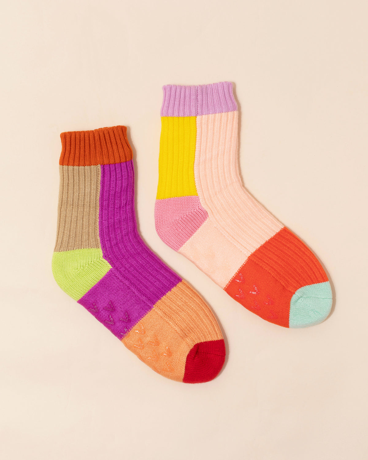 Verloop Cosy Mismatch House Socks | Pink