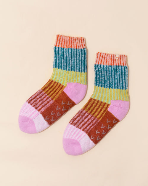 Verloop Cosy Mosaic House Socks | Rust