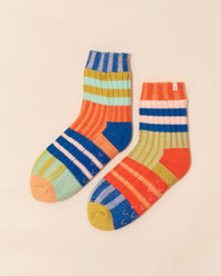 Verloop Cosy Patchwork Stripe House Socks | Rainbow