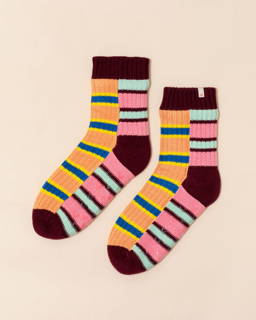 Verloop Cosy Stripe House Socks | Peach