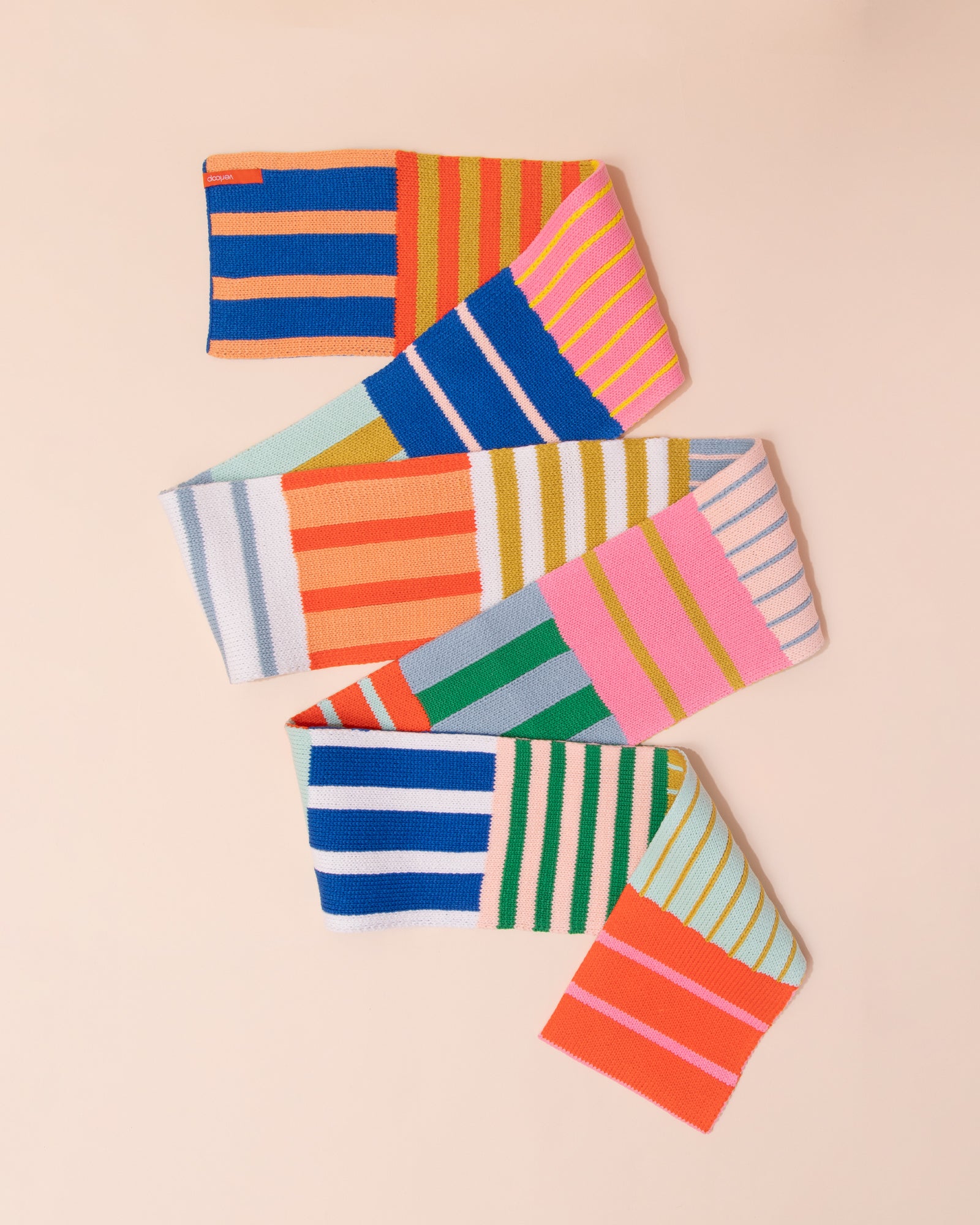 Verloop Patchwork Stripe Skinny Scarf | Rainbow