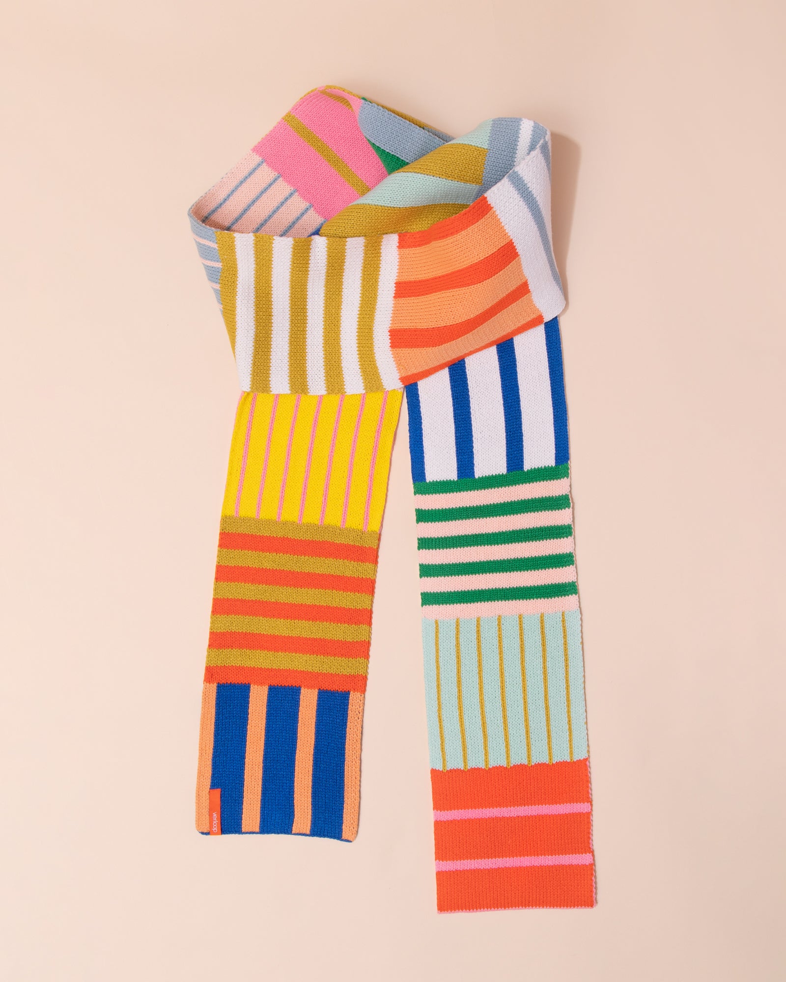 Verloop Patchwork Stripe Skinny Scarf | Rainbow