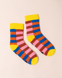 Verloop Cosy Super Stripe House Socks | Cobalt Flame