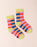 Verloop Cosy Super Stripe House Socks | Cobalt + Peach