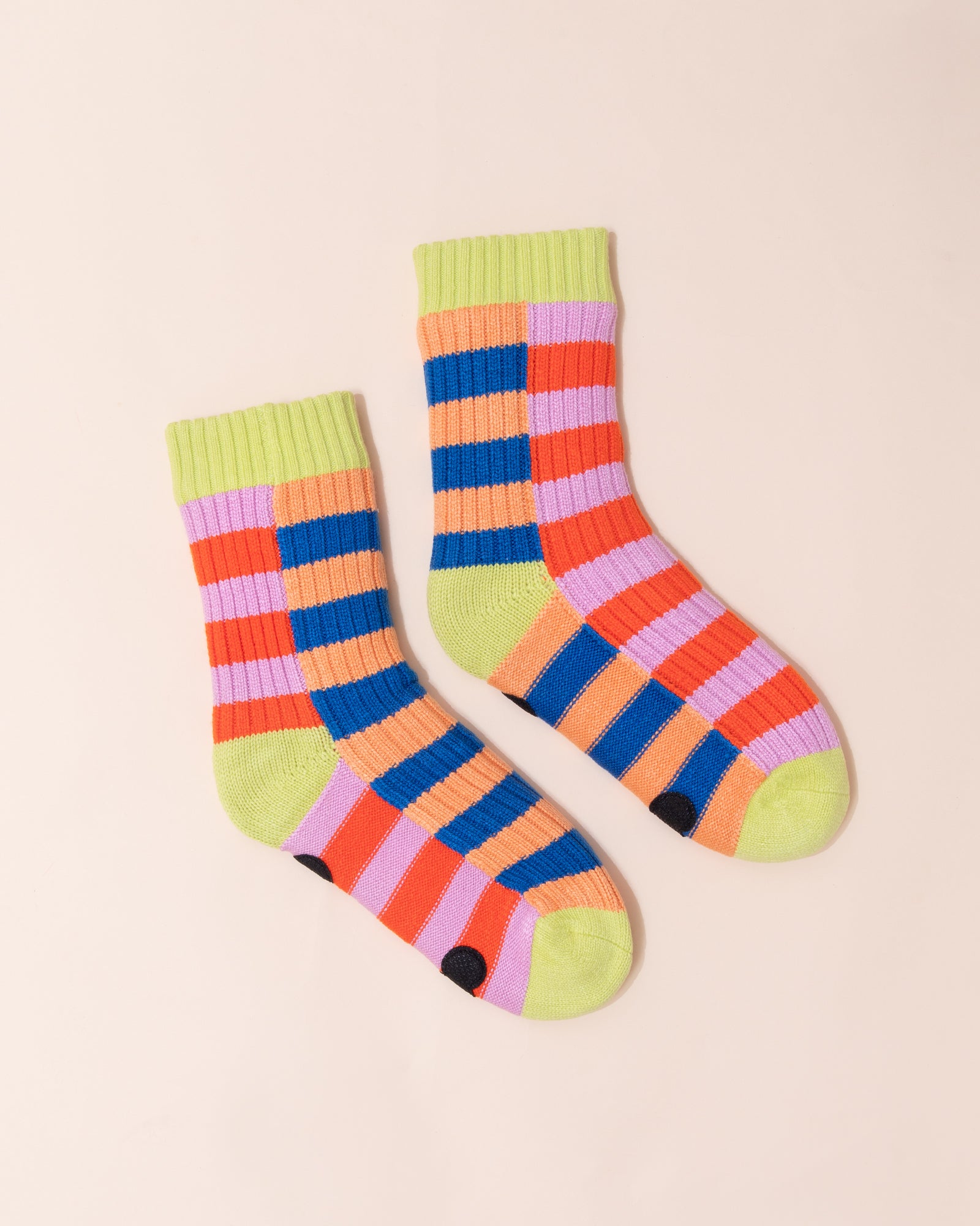 Verloop Cosy Super Stripe House Socks | Cobalt + Peach