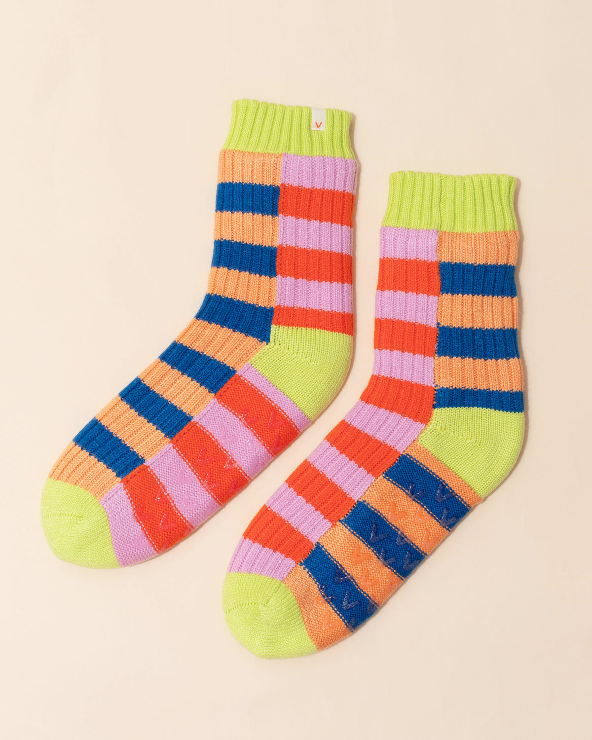 Verloop Cosy Super Stripe House Socks | Cobalt + Peach