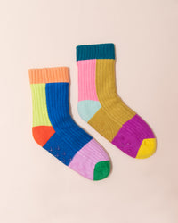 Verloop Cosy Mismatch House Socks | Rainbow