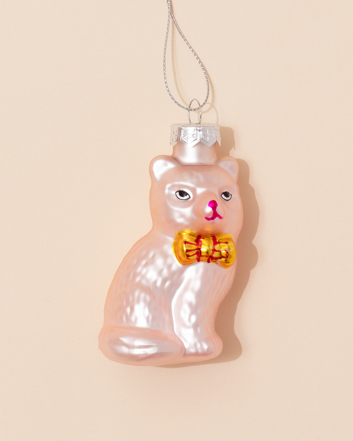 Glass Cat Christmas Decoration