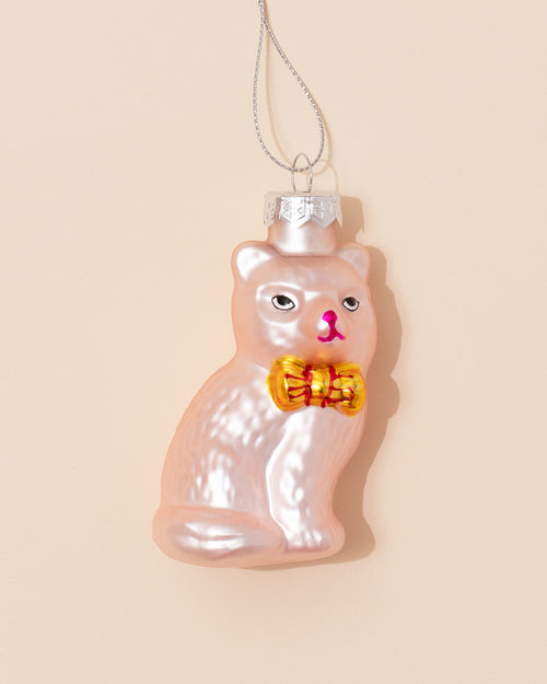 Glass Cat Christmas Decoration