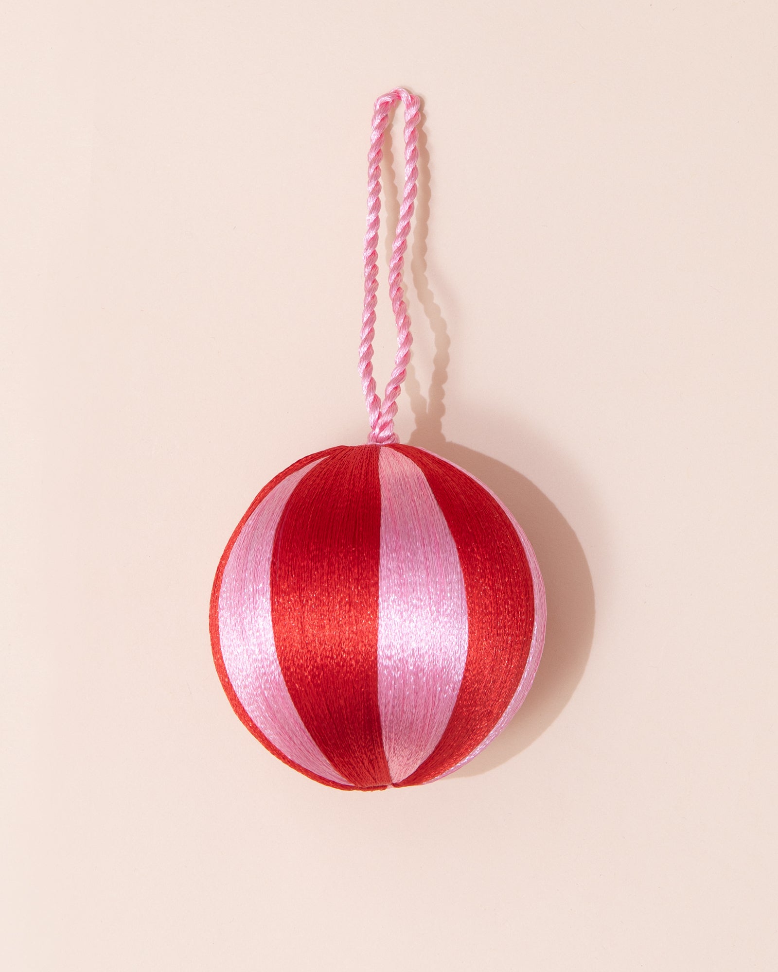 Christmas Bauble | Pink + Red Stripe