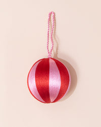 Christmas Bauble | Pink + Red Stripe