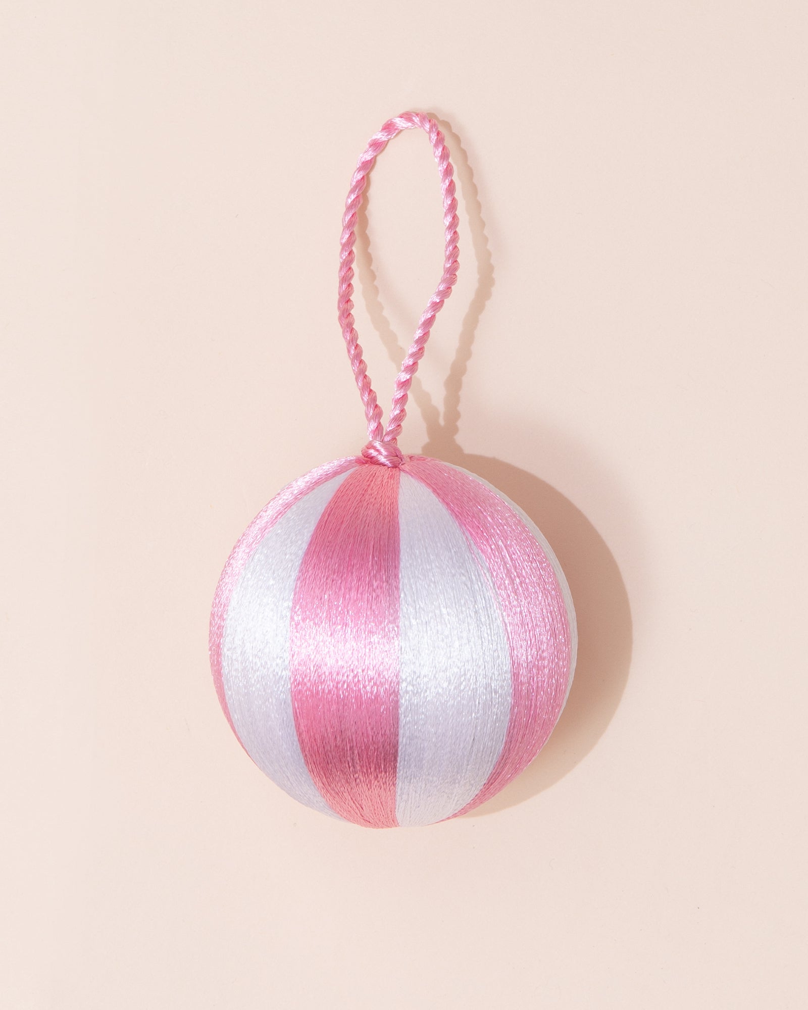 Christmas Bauble | Pink + White Stripe