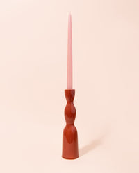 Red wavy ceramic candle holder