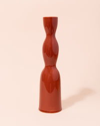 Red wavy ceramic candle holder