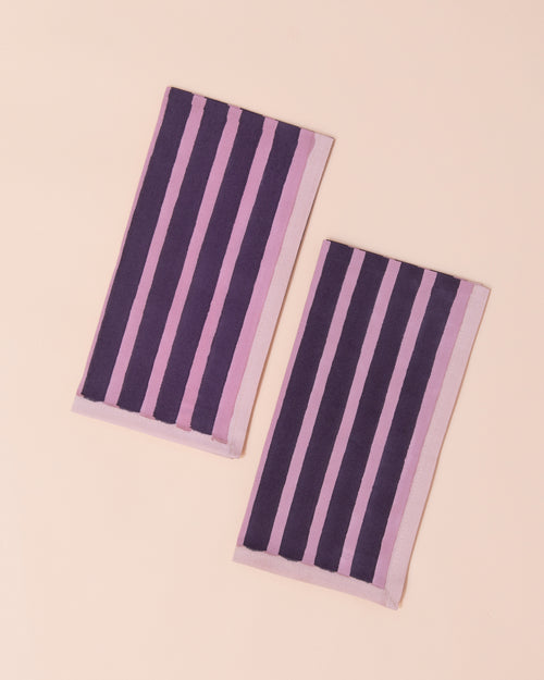 Purple block printed stripe napkins