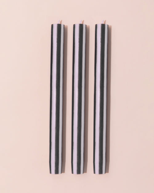 Stripe Dinner Candle | Black + White
