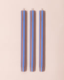 Stripe Dinner Candle | Blue + Brown