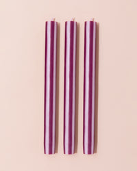Burgundy and white striped dinner candle