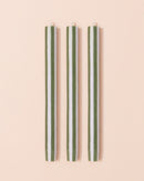 Stripe Dinner Candle | Green + White