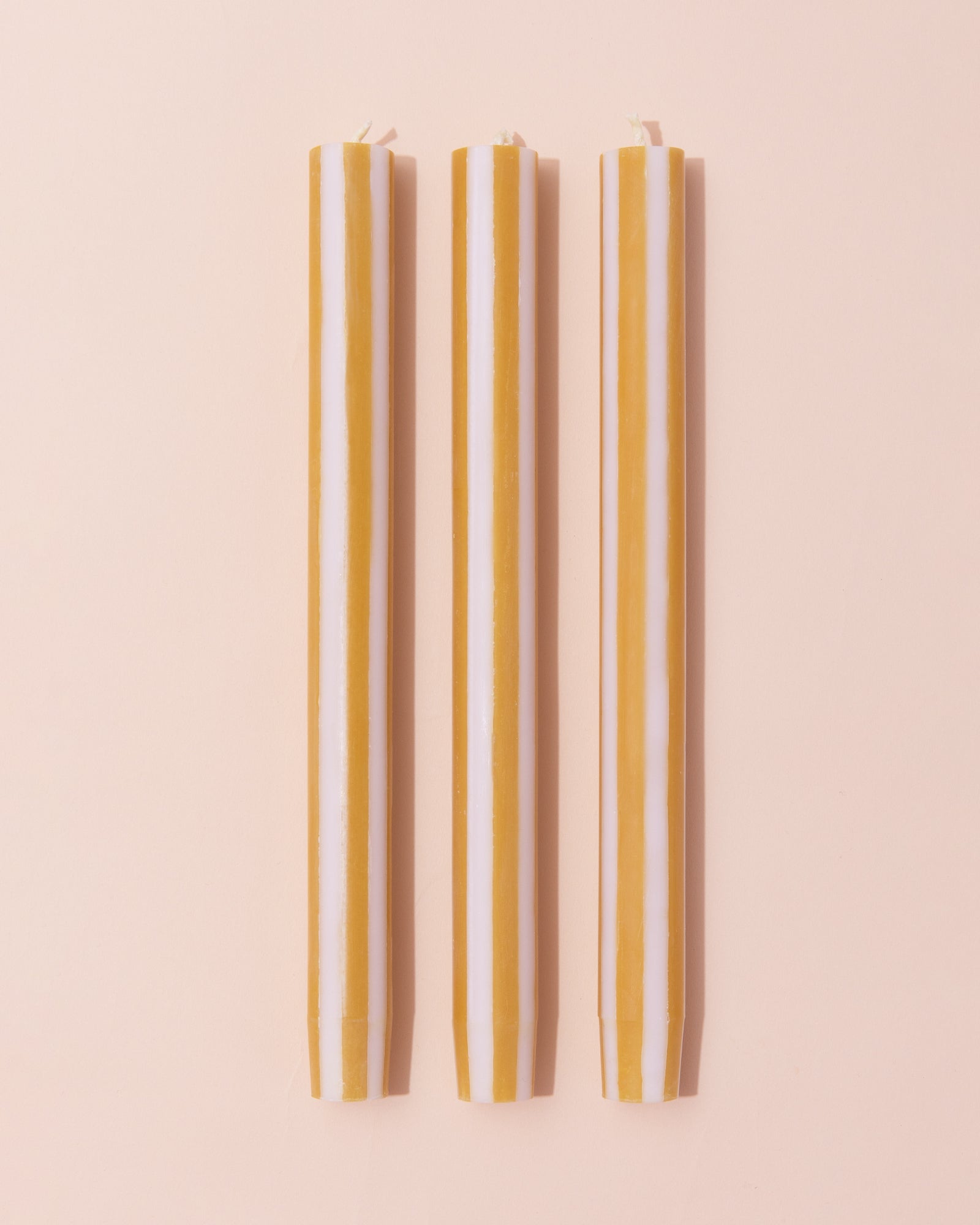 Stripe Dinner Candle | Yellow + White