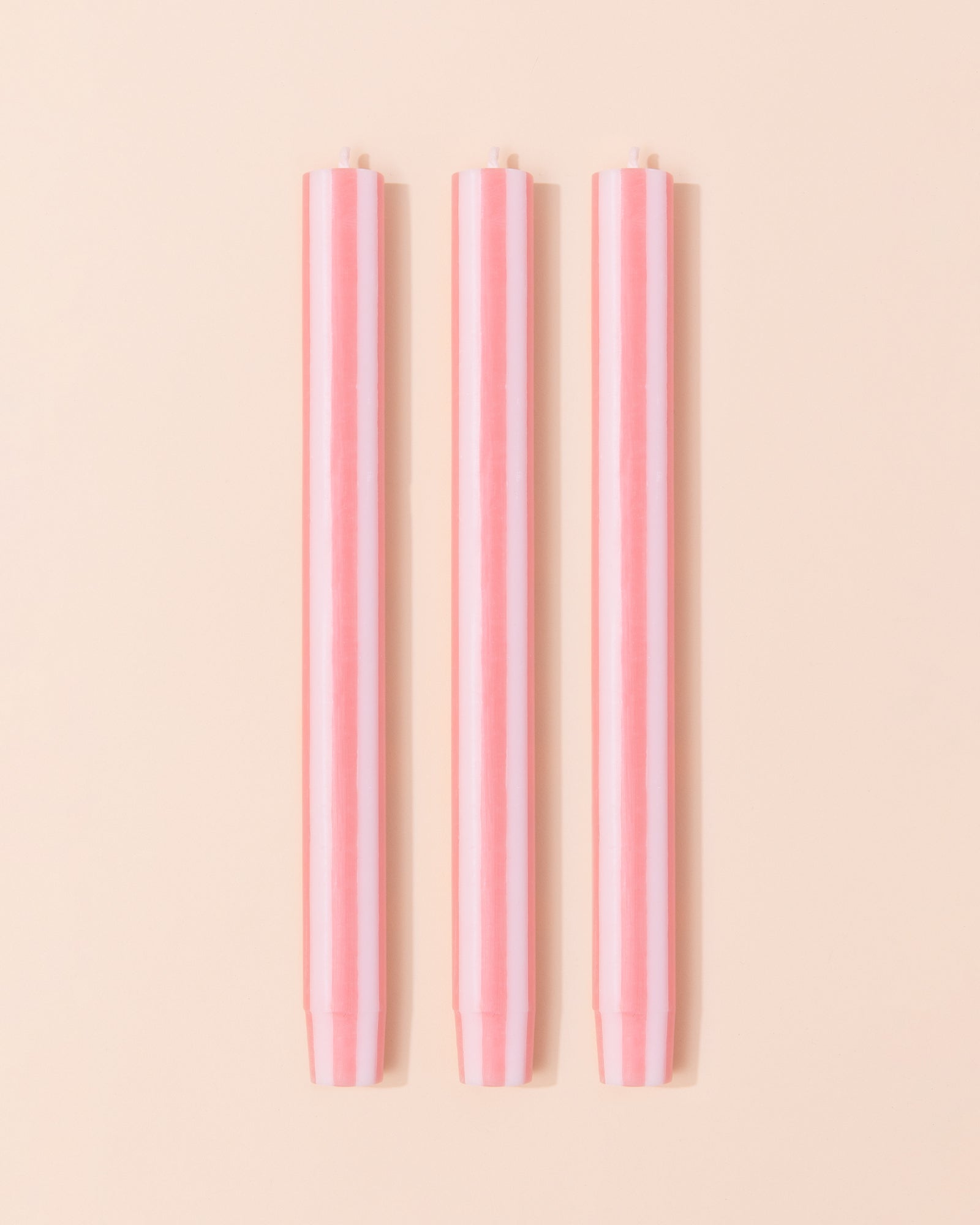 Stripe Dinner Candle | Peach + White