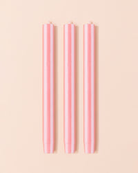 Pink and white stripe dinner candle