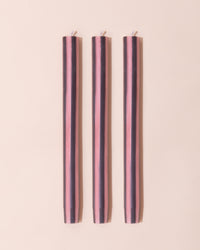 Stripe Dinner Candle | Pink + Grey