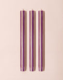 Stripe Dinner Candle | Purple + Beige