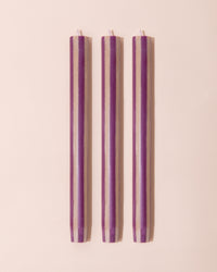 Stripe Dinner Candle | Purple + Beige