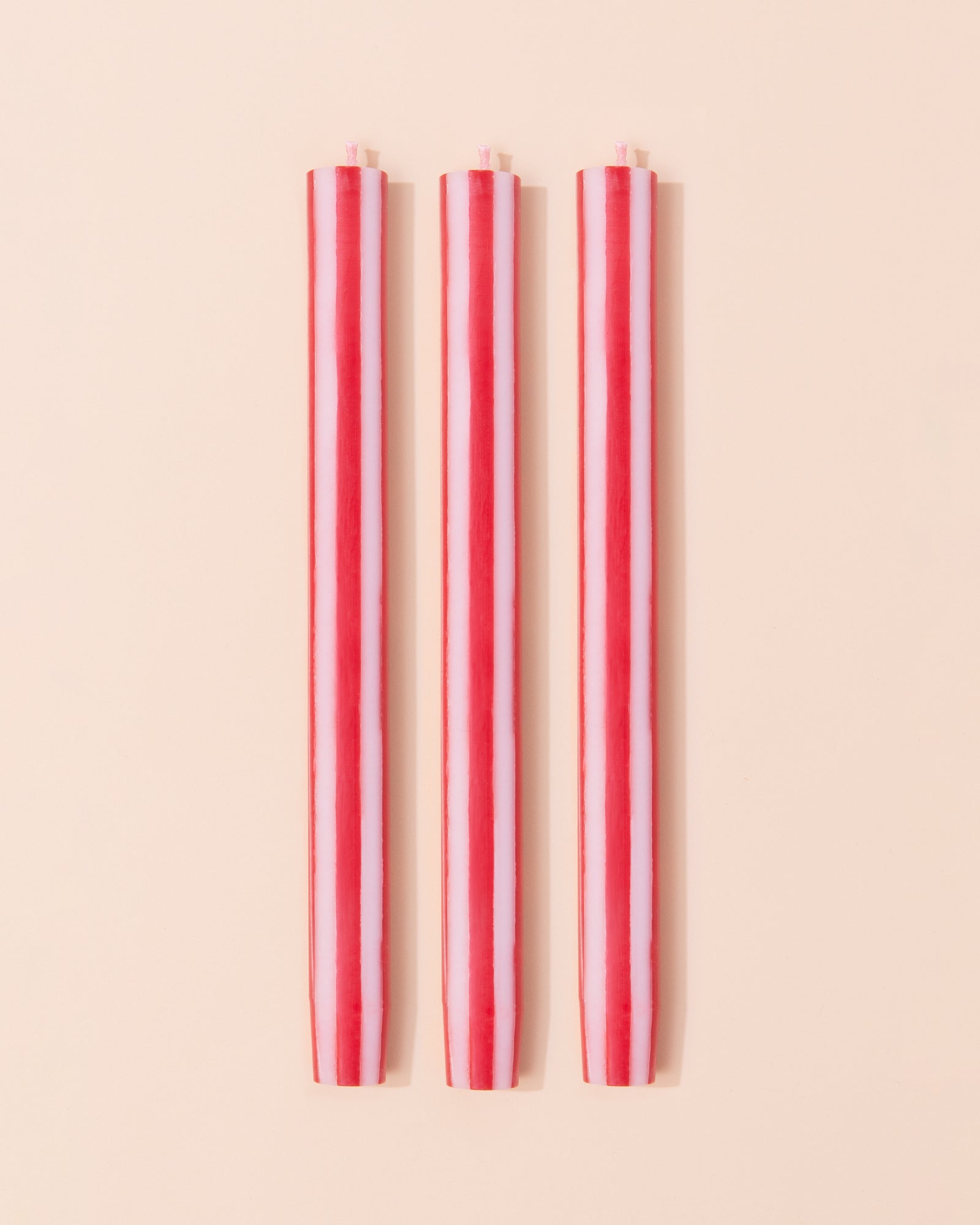 Stripe Dinner Candle | Red + White