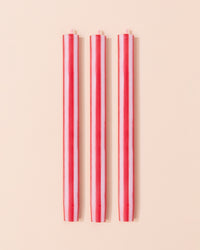 White and red stripe dinner candle