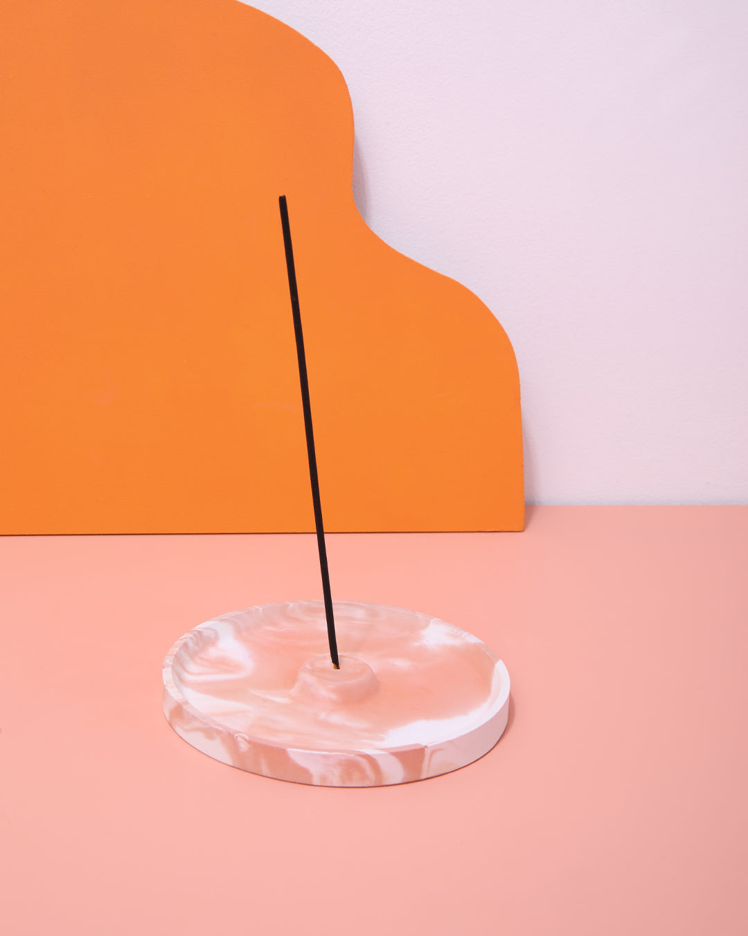 Concrete Marbled Incense Holder | Peach